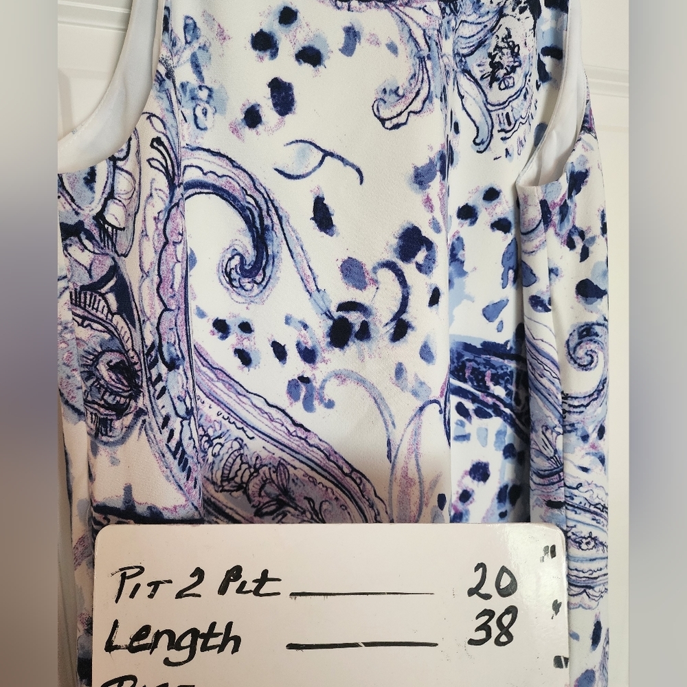 Nwt Lauren Ralph Lauren Blue White Paisley Print Sleeveless A line Dress SZ 14 - Picture 6 of 6